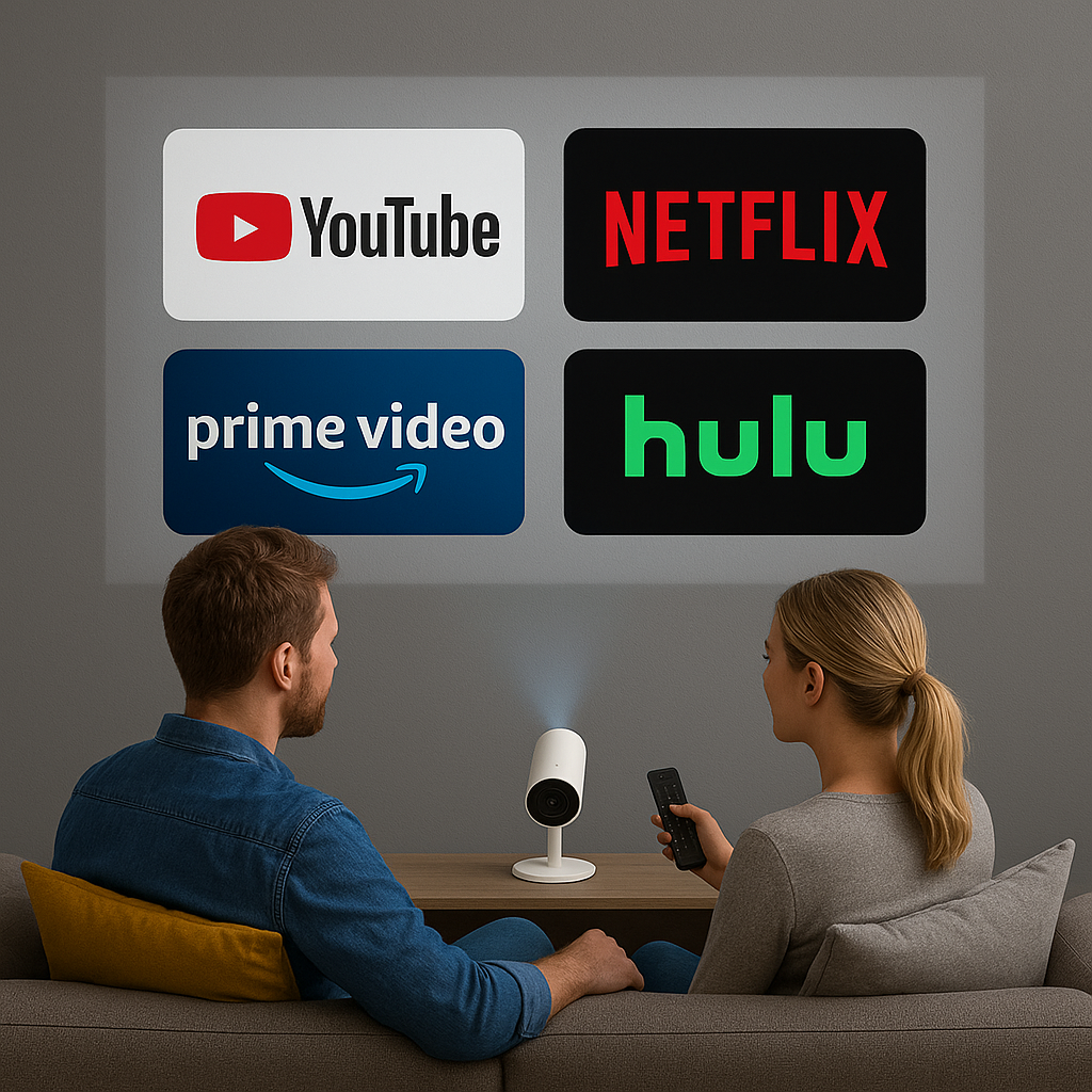 4k 180 Rotation Portable Projector, Android Wifi Bluetooth-Compatible Projector with Remote Control and Power Cable for Phone / PC / TV / Laptop / HDMI